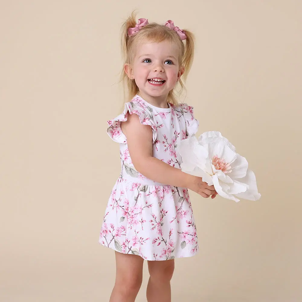 Snuggle Hunny Kids Snuggle Hunny Cherry Blossom Short Sleeve Organic Dress
