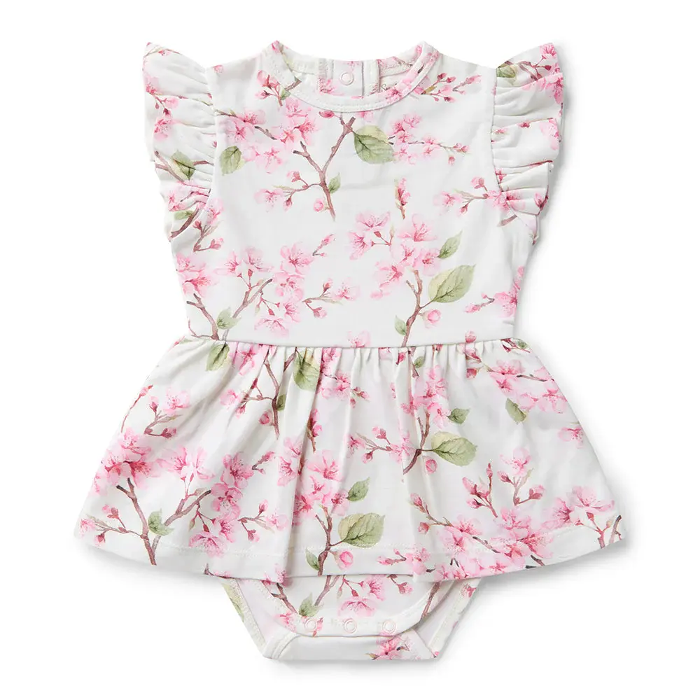 Snuggle Hunny Kids Snuggle Hunny Cherry Blossom Short Sleeve Organic Dress