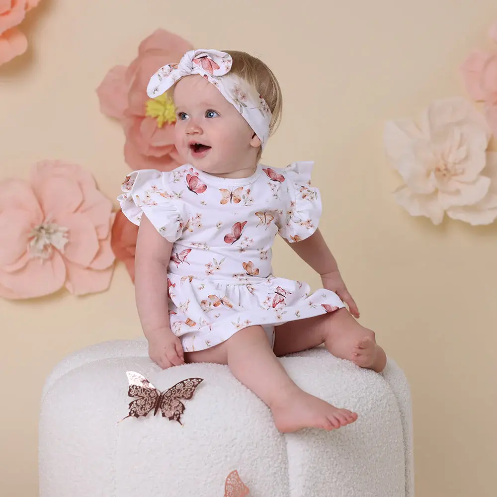 Snuggle Hunny Kids Snuggle Hunny Butterfly Short Sleeve Organic Dress