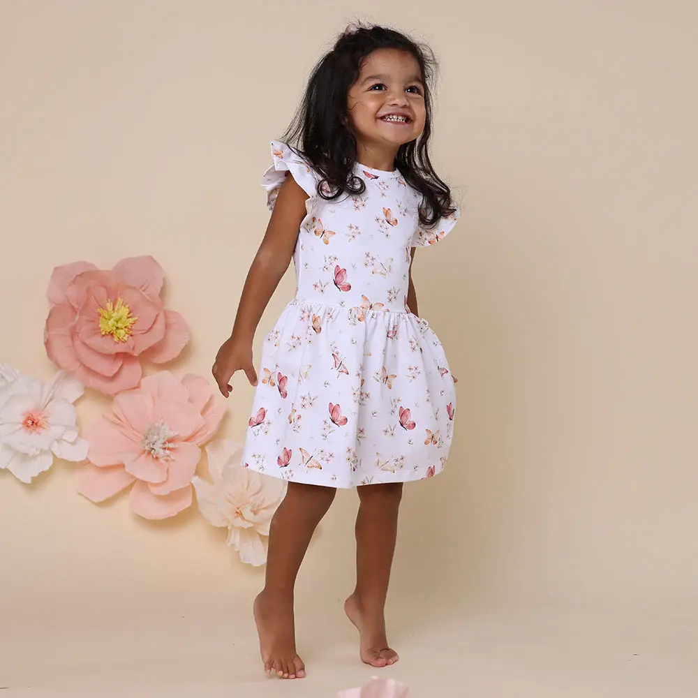 Snuggle Hunny Kids Snuggle Hunny Butterfly Short Sleeve Organic Dress