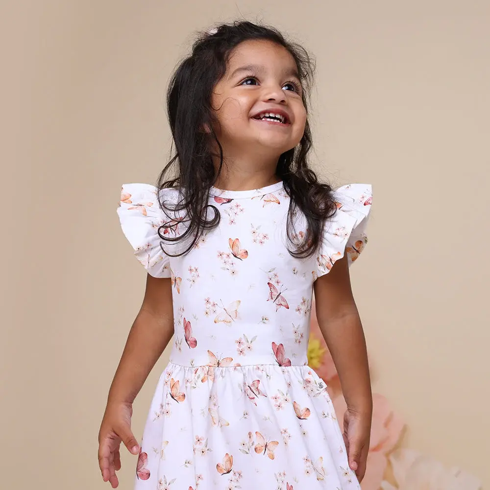 Snuggle Hunny Kids Snuggle Hunny Butterfly Short Sleeve Organic Dress