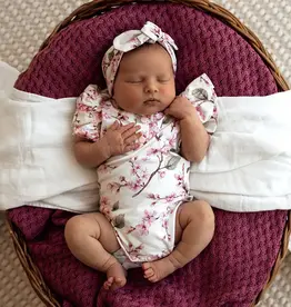 Snuggle Hunny Kids Snuggle Hunny Cherry Blossom Short Sleeve Organic Bodysuit with Frill