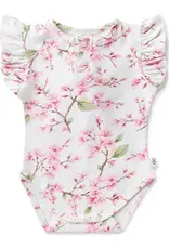 Snuggle Hunny Kids Snuggle Hunny Cherry Blossom Short Sleeve Organic Bodysuit with Frill
