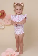 Snuggle Hunny Kids Snuggle Hunny Cherry Blossom Short Sleeve Organic Bodysuit with Frill