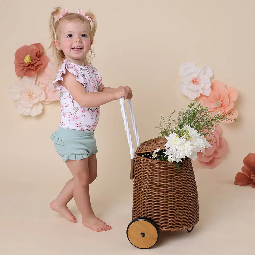 Snuggle Hunny Kids Snuggle Hunny Cherry Blossom Short Sleeve Organic Bodysuit with Frill