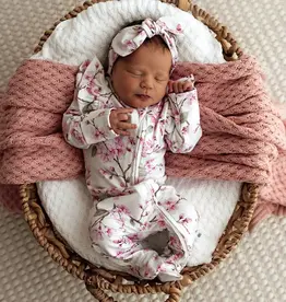 Snuggle Hunny Kids Snuggle Hunny Organic Snuggle Sleepsuit Zip Footie with Frill - Cherry Blossom