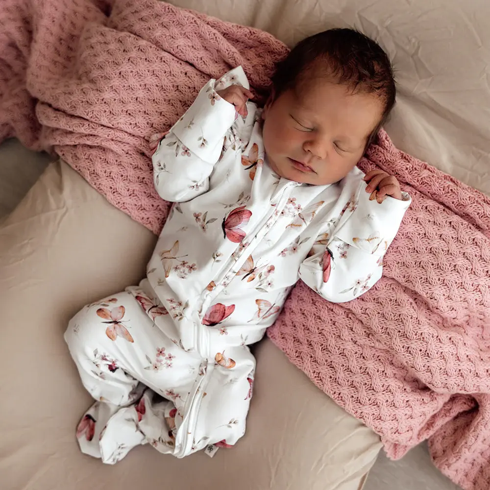 Snuggle Hunny Kids Snuggle Hunny Organic Snuggle Sleepsuit Zip Footie with Frill - Butterfly