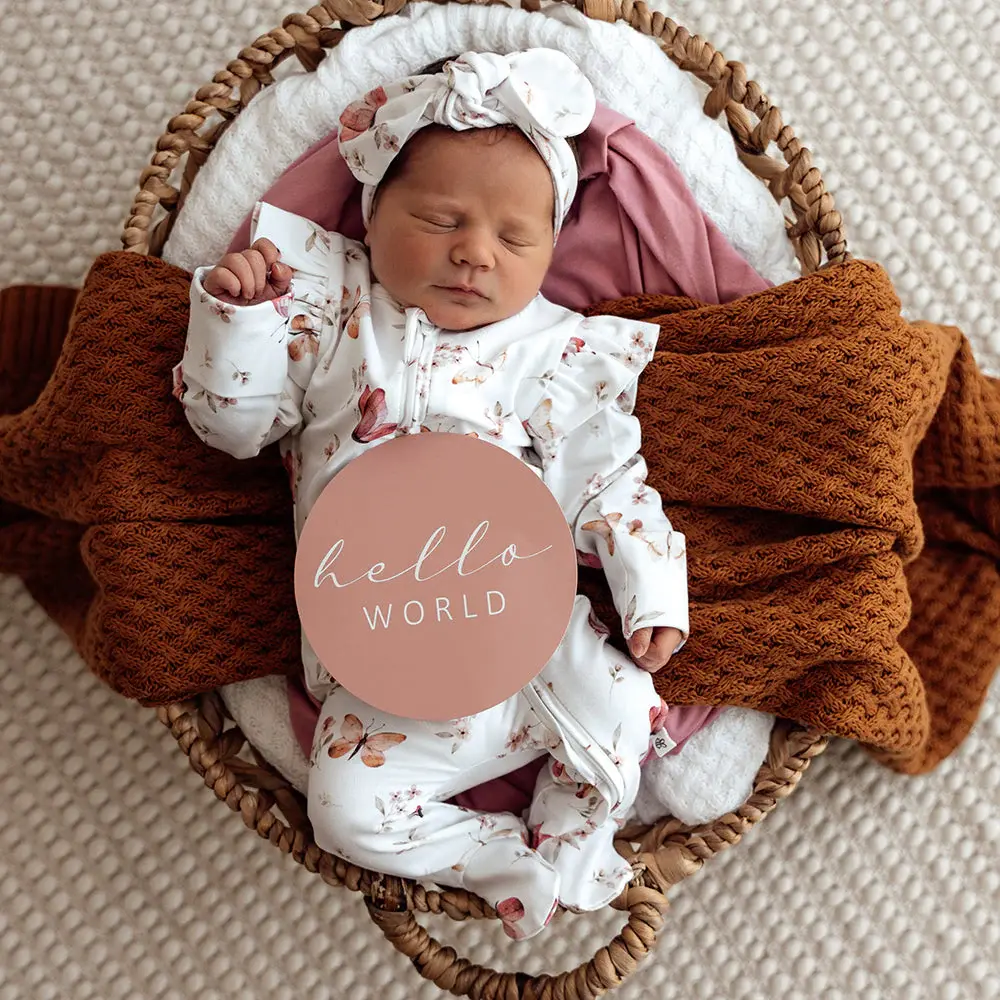 Snuggle Hunny Kids Snuggle Hunny Organic Snuggle Sleepsuit Zip Footie with Frill - Butterfly