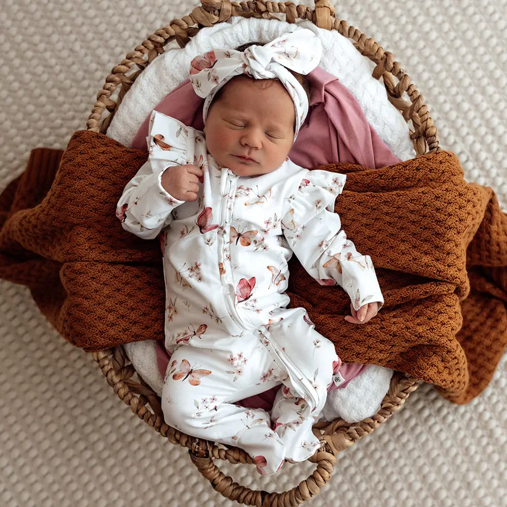 Snuggle Hunny Kids Snuggle Hunny Organic Snuggle Sleepsuit Zip Footie with Frill - Butterfly