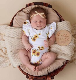 Snuggle Hunny Kids Snuggle Hunny Sunflower Short Sleeve Organic Bodysuit with Frill