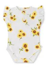 Snuggle Hunny Kids Snuggle Hunny Sunflower Short Sleeve Organic Bodysuit with Frill