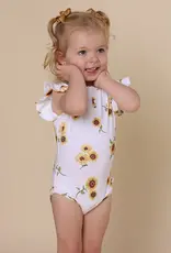 Snuggle Hunny Kids Snuggle Hunny Sunflower Short Sleeve Organic Bodysuit with Frill