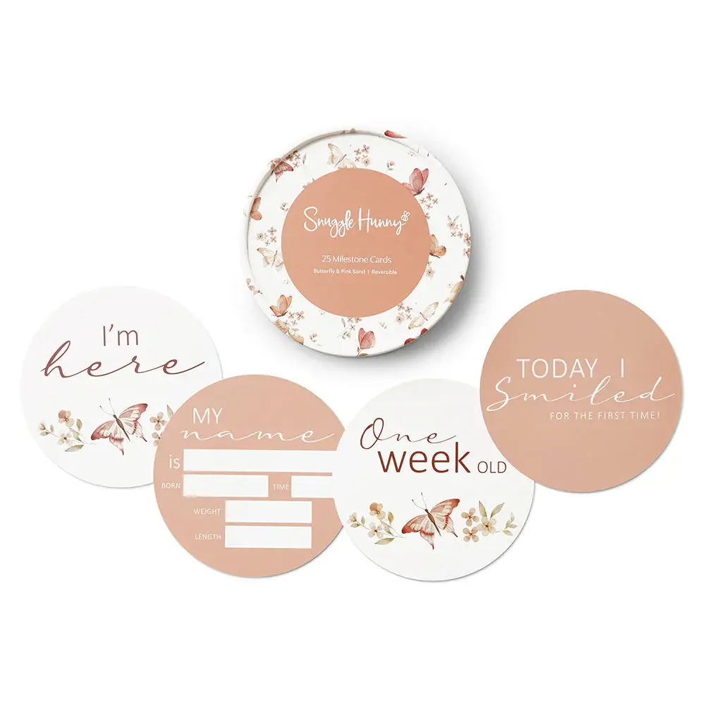 Snuggle Hunny Kids Snuggle Hunny Butterfly & Pink Sand Reversible Milestone Cards