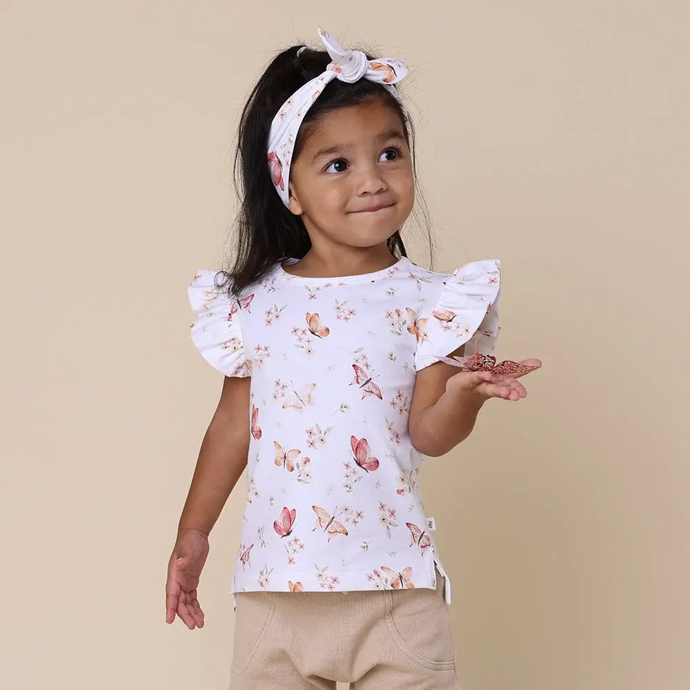 Snuggle Hunny Kids Snuggle Hunny Butterfly Organic T-Shirt with Frill