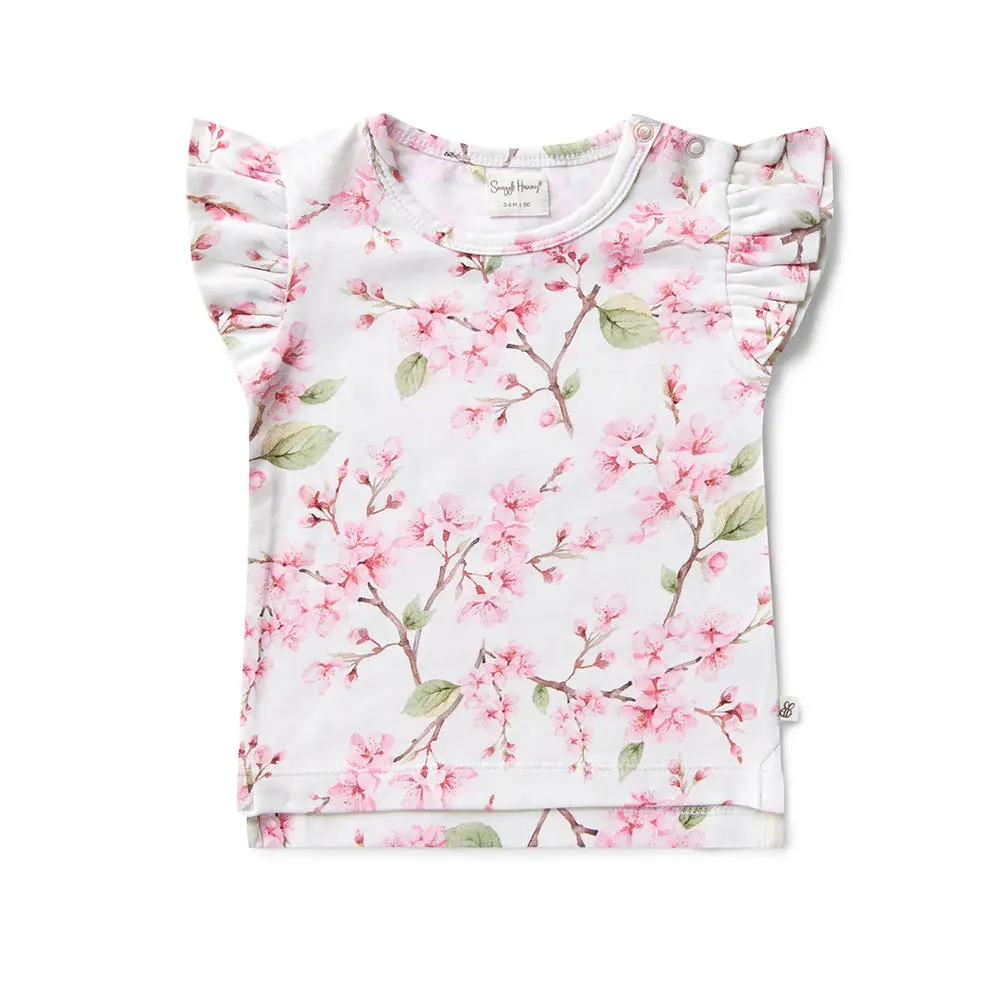 Snuggle Hunny Kids Snuggle Hunny Cherry Blossom Organic T-Shirt with Frill