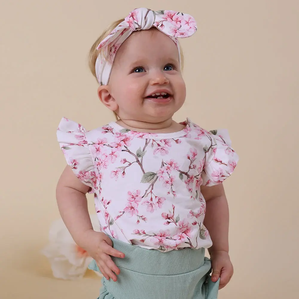 Snuggle Hunny Kids Snuggle Hunny Cherry Blossom Organic T-Shirt with Frill