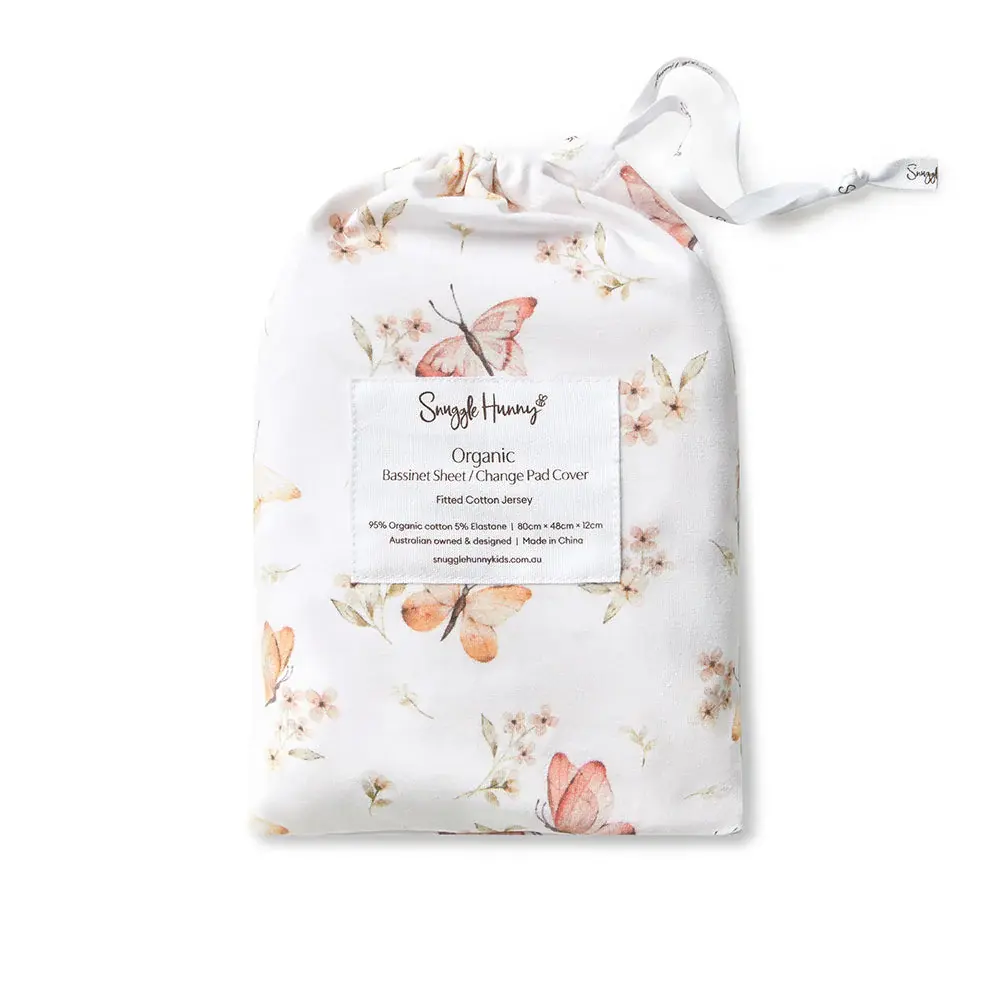 Snuggle Hunny Kids Snuggle Hunny Butterfly Organic Bassinet Sheet / Change Pad Cover