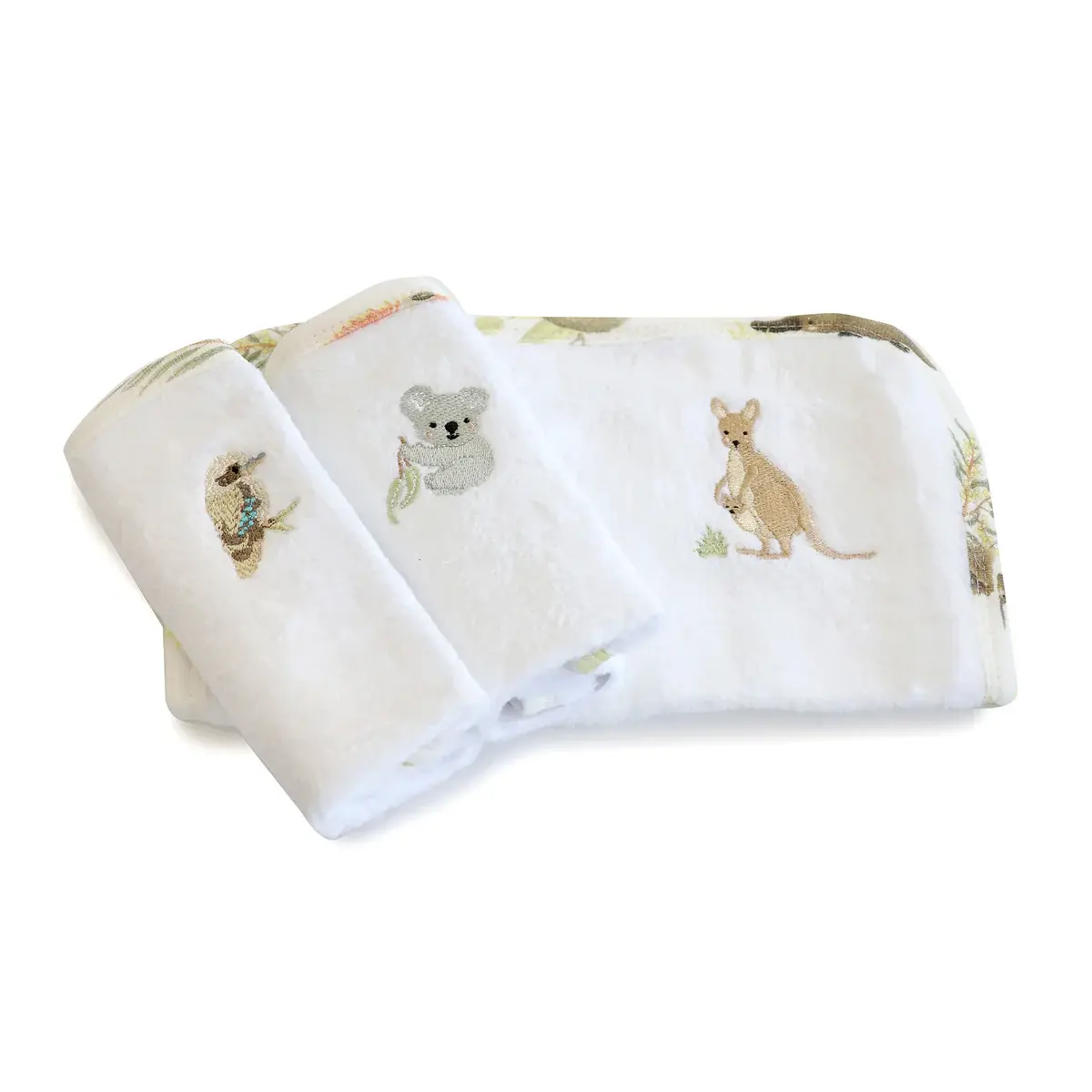 Bubba Blue Bubba Blue Aussie Animals 3 PK Wash Cloths