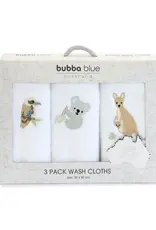Bubba Blue Bubba Blue Aussie Animals 3 PK Wash Cloths