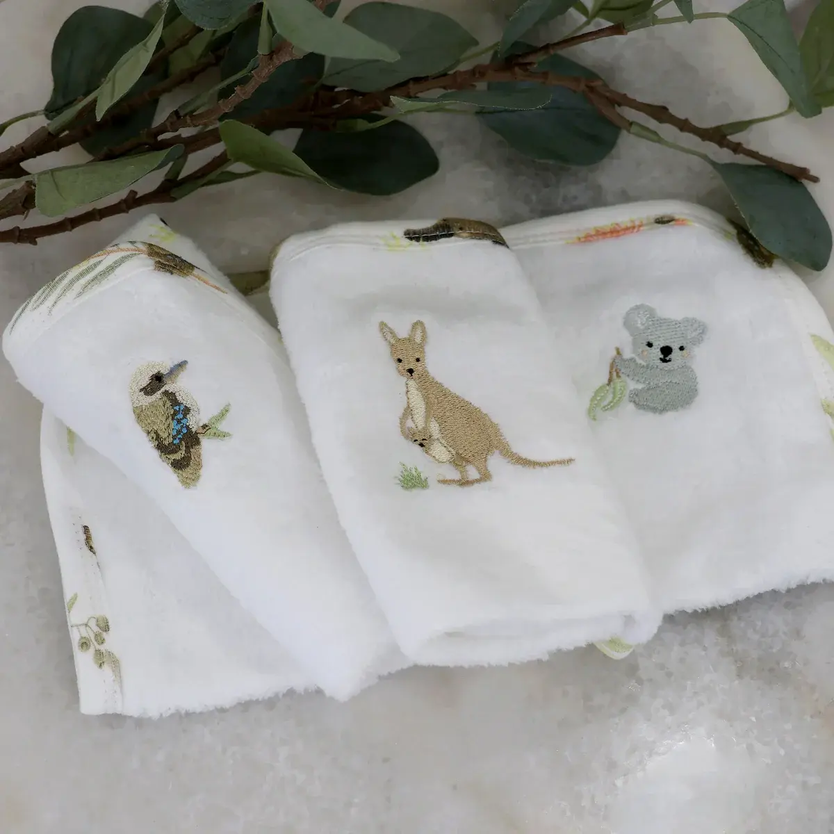 Bubba Blue Bubba Blue Aussie Animals 3 PK Wash Cloths