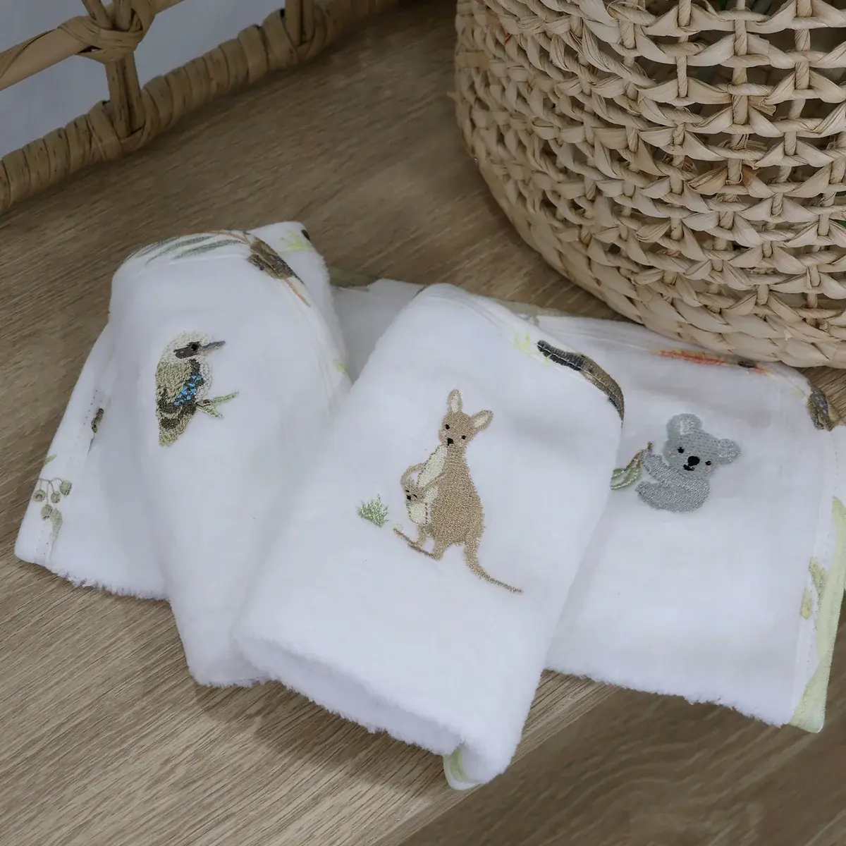 Bubba Blue Bubba Blue Aussie Animals 3 PK Wash Cloths