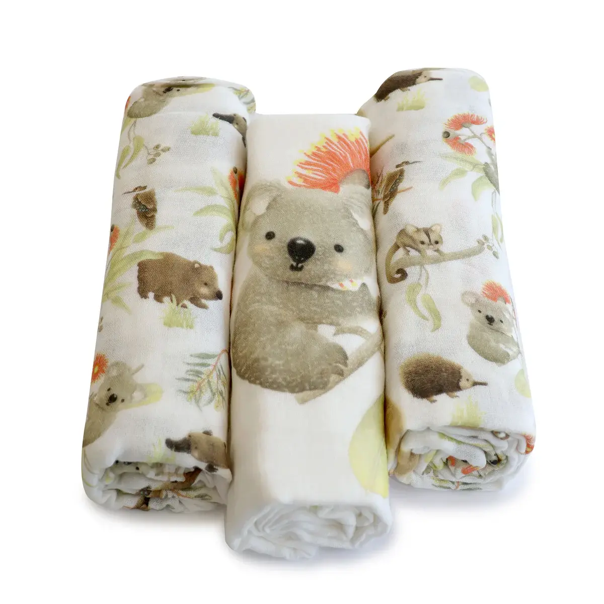 Bubba Blue Bubba Blue Aussie Animals 3pk Muslin Wraps