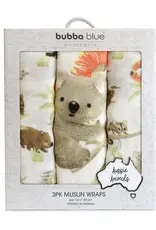 Bubba Blue Bubba Blue Aussie Animals 3pk Muslin Wraps