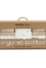 Bubba Blue Bubba Blue Organic Cotton 3PK Wash Cloths - Chestnut