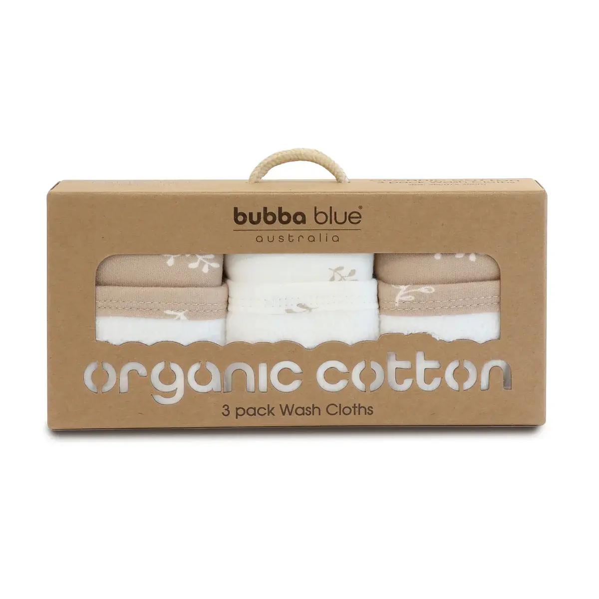 Bubba Blue Bubba Blue Organic Cotton 3PK Wash Cloths - Chestnut