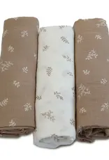 Bubba Blue Bubba Blue Organic Cotton 3PK Muslin Wraps - Chestnut