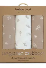 Bubba Blue Bubba Blue Organic Cotton 3PK Muslin Wraps - Chestnut