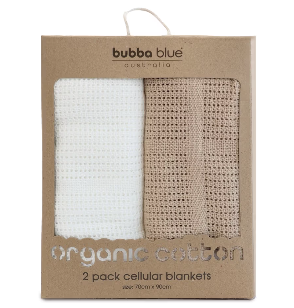 Bubba Blue Bubba Blue Organic Cotton 2PK Cellular Blankets - Chestnut