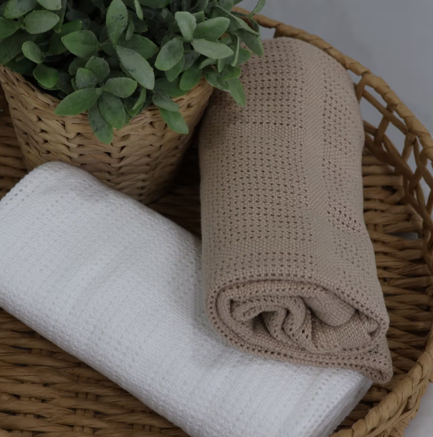 Bubba Blue Bubba Blue Organic Cotton 2PK Cellular Blankets - Chestnut