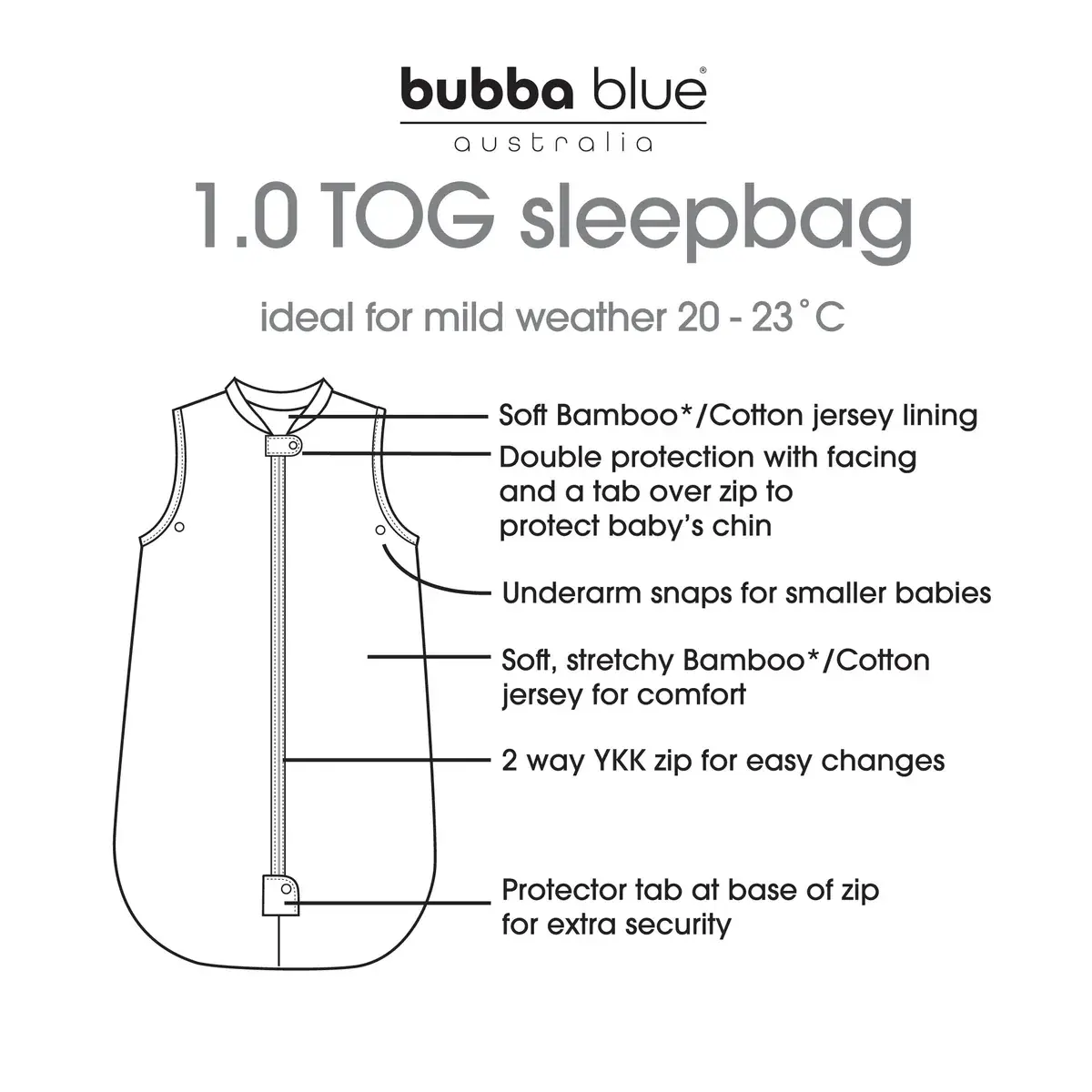 Bubba Blue Bubba Blue Nordic 1.0 Tog Sleep Bag