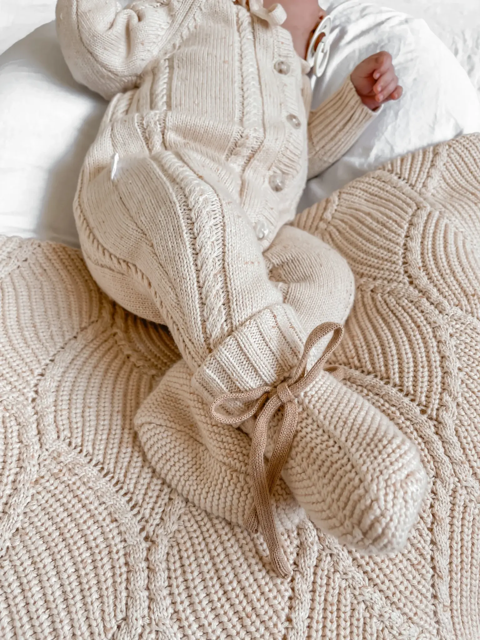 Ziggy Lou Ziggy Lou Classic Knit Romper Biscotti Fleck