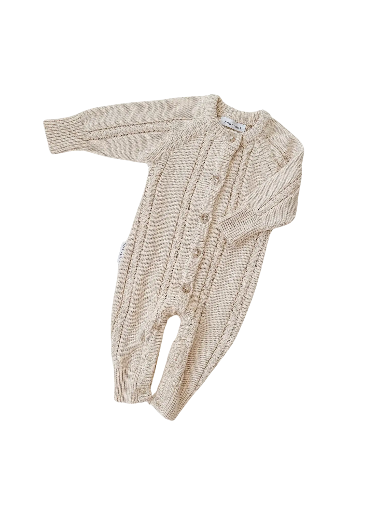 Ziggy Lou Ziggy Lou Classic Knit Romper Biscotti Fleck