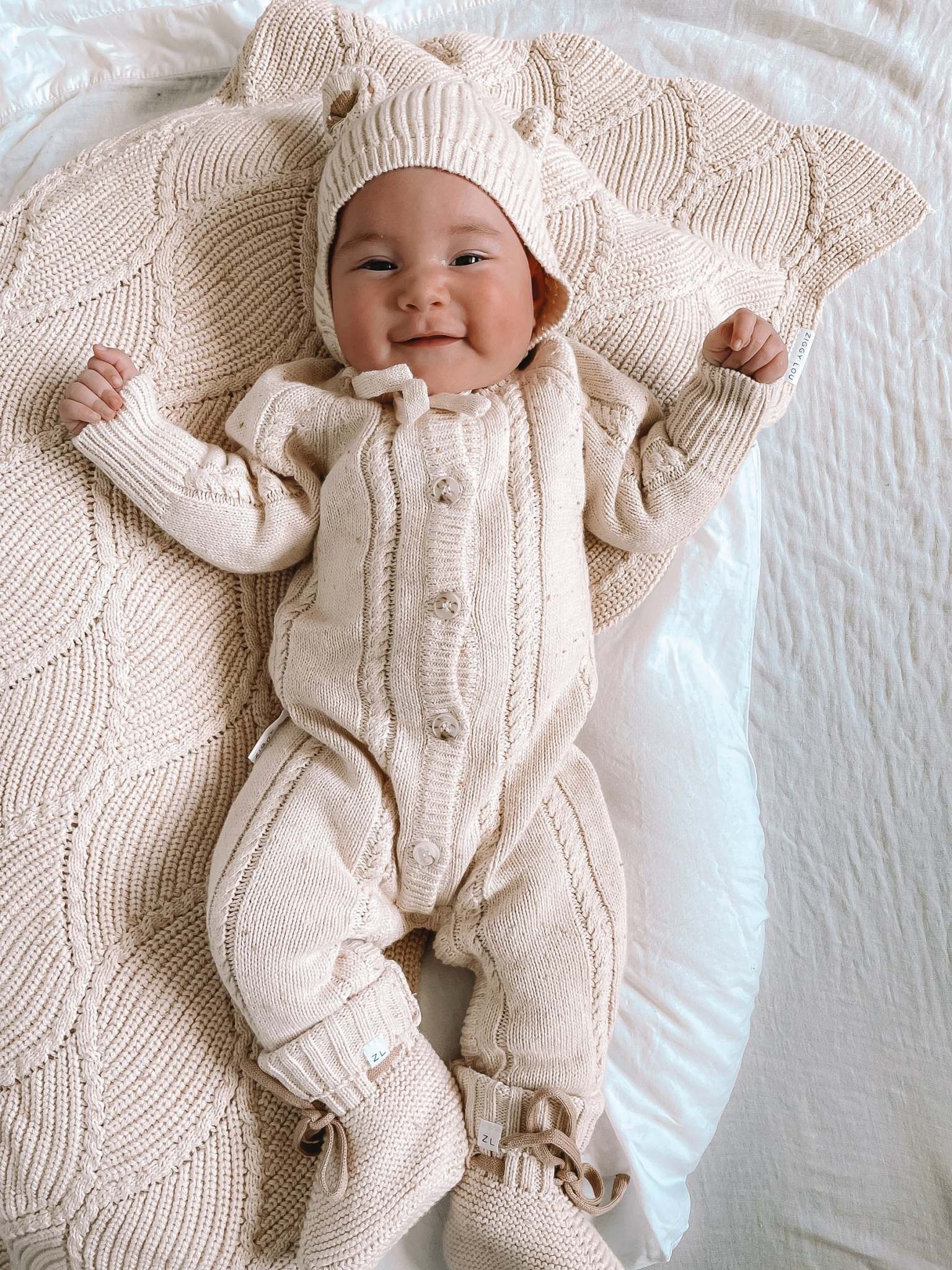 Ziggy Lou Ziggy Lou Classic Knit Romper Biscotti Fleck