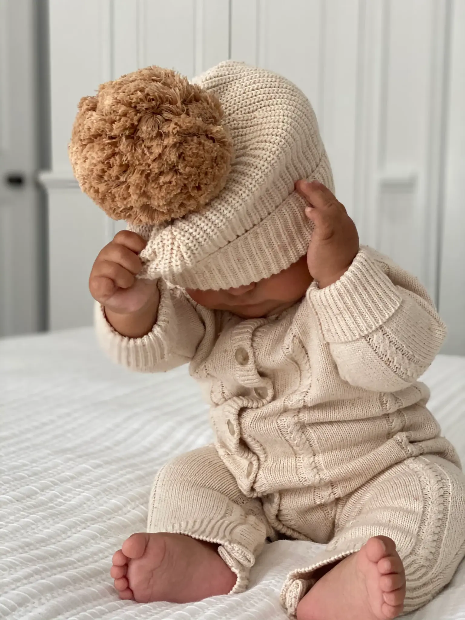 Ziggy Lou Ziggy Lou Classic Knit Romper Biscotti Fleck