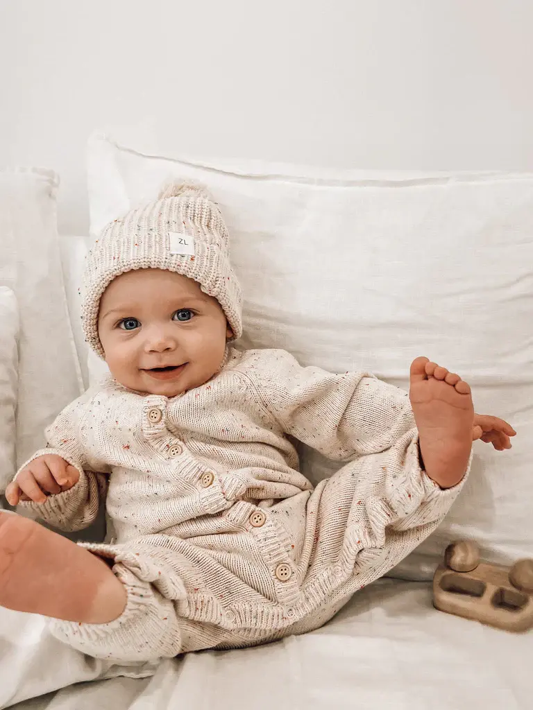 Ziggy Lou Ziggy Lou Classic Knit Romper Oatmeal Fleck - 12-18M