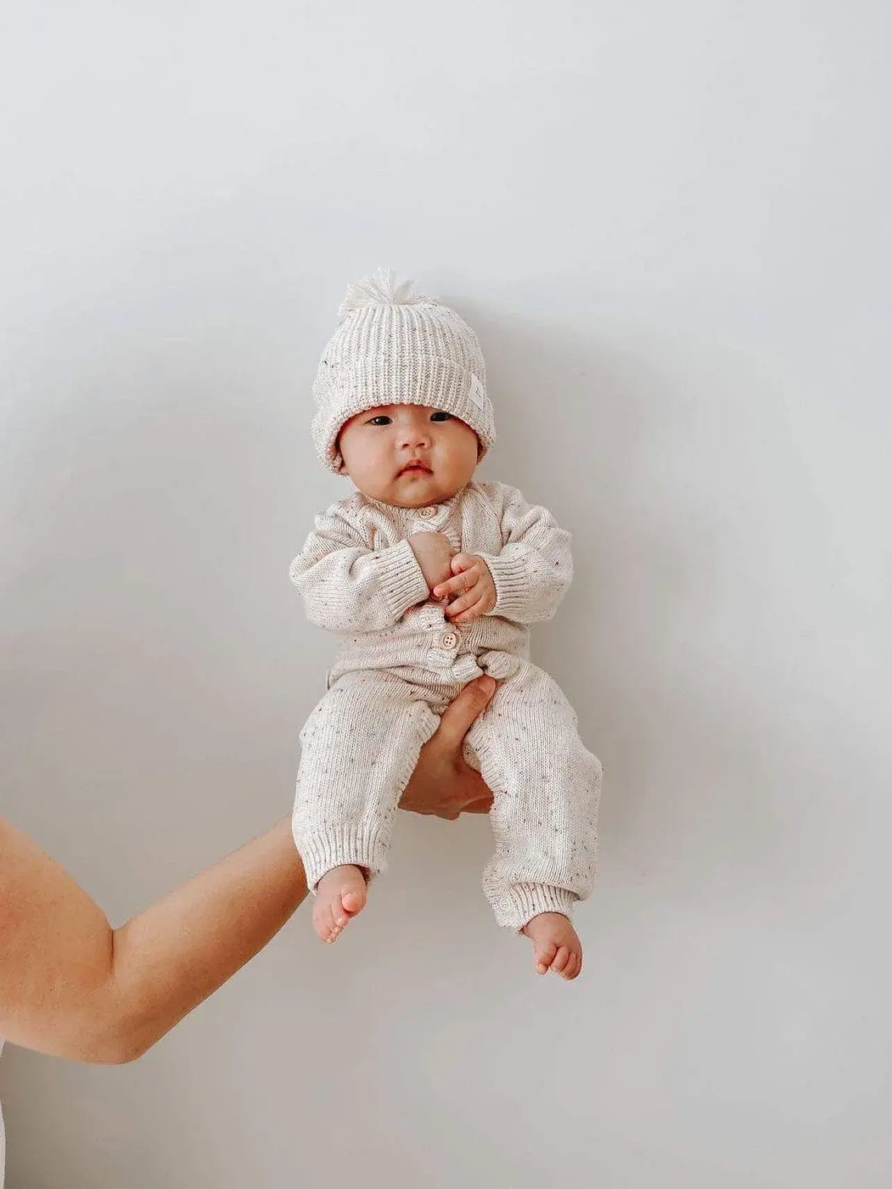 Ziggy Lou Ziggy Lou Classic Knit Romper Oatmeal Fleck - 12-18M