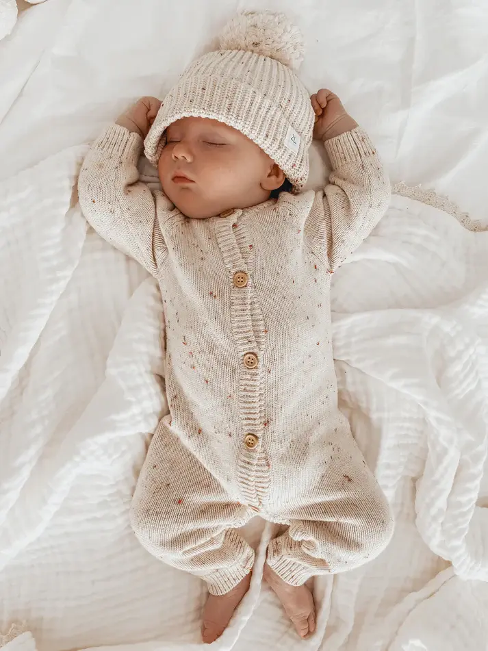 Ziggy Lou Ziggy Lou Classic Knit Romper Oatmeal Fleck - 12-18M