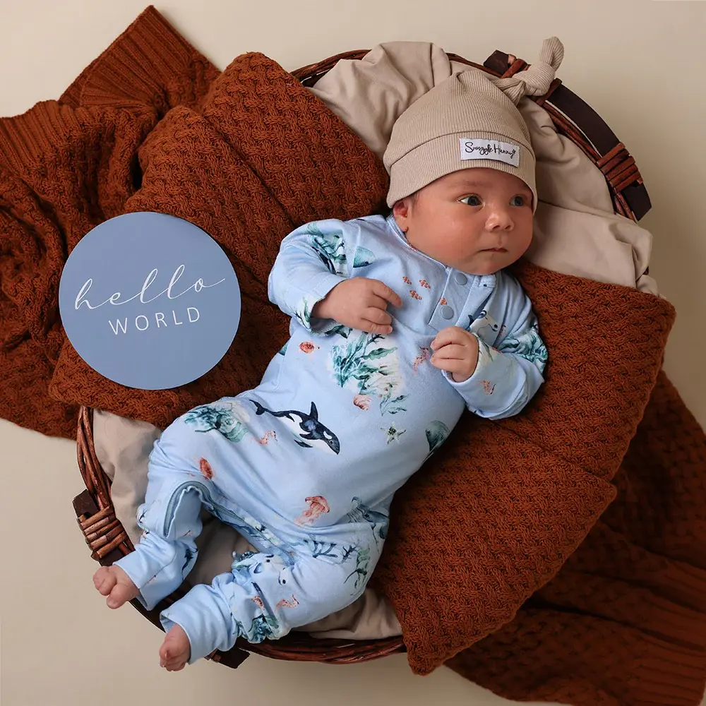 Snuggle Hunny Kids Snuggle Hunny Blue Ocean Organic Growsuit