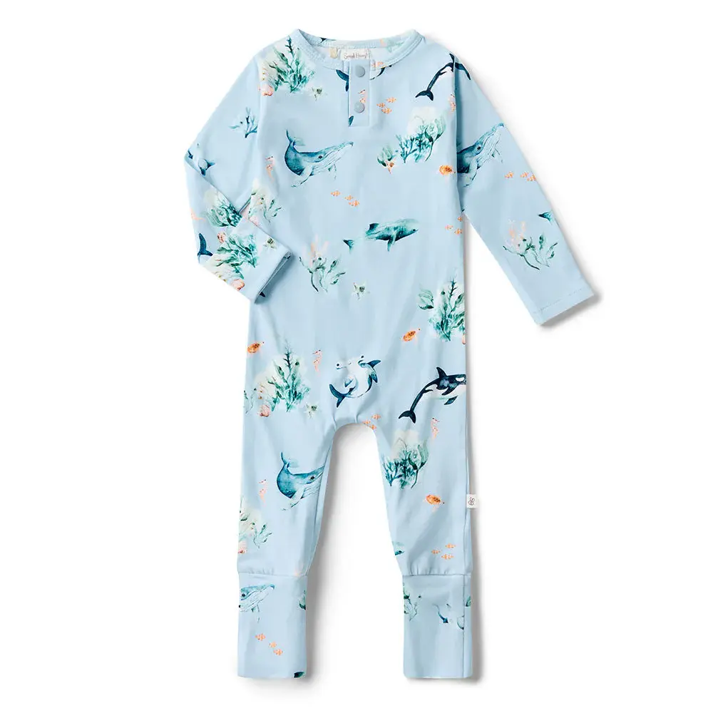 Snuggle Hunny Kids Snuggle Hunny Blue Ocean Organic Growsuit