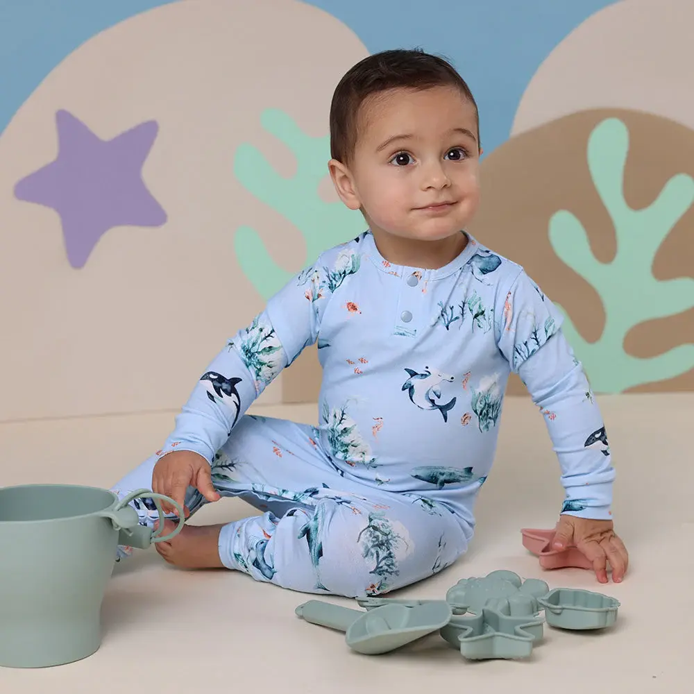 Snuggle Hunny Kids Snuggle Hunny Blue Ocean Organic Growsuit