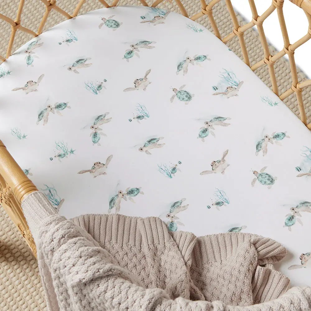 Snuggle Hunny Kids Snuggle Hunny Turtle Organic Bassinet Sheet / Change Pad Cover