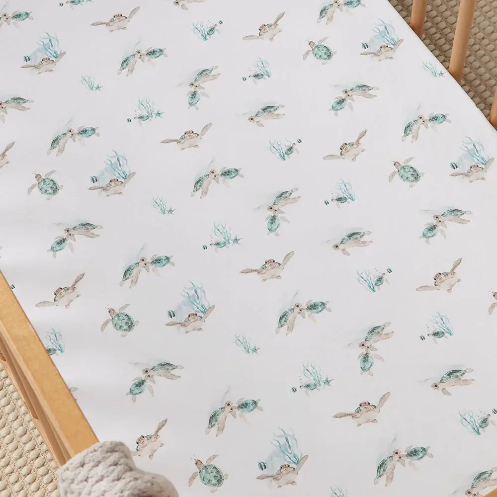 Snuggle Hunny Kids Snuggle Hunny Turtle Organic Fitted Cot Sheet