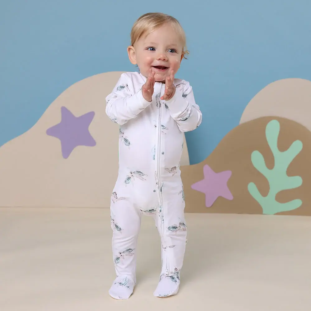 Snuggle Hunny Kids Snuggle Hunny Turtle Organic Snuggle Sleepsuit Zip Footie