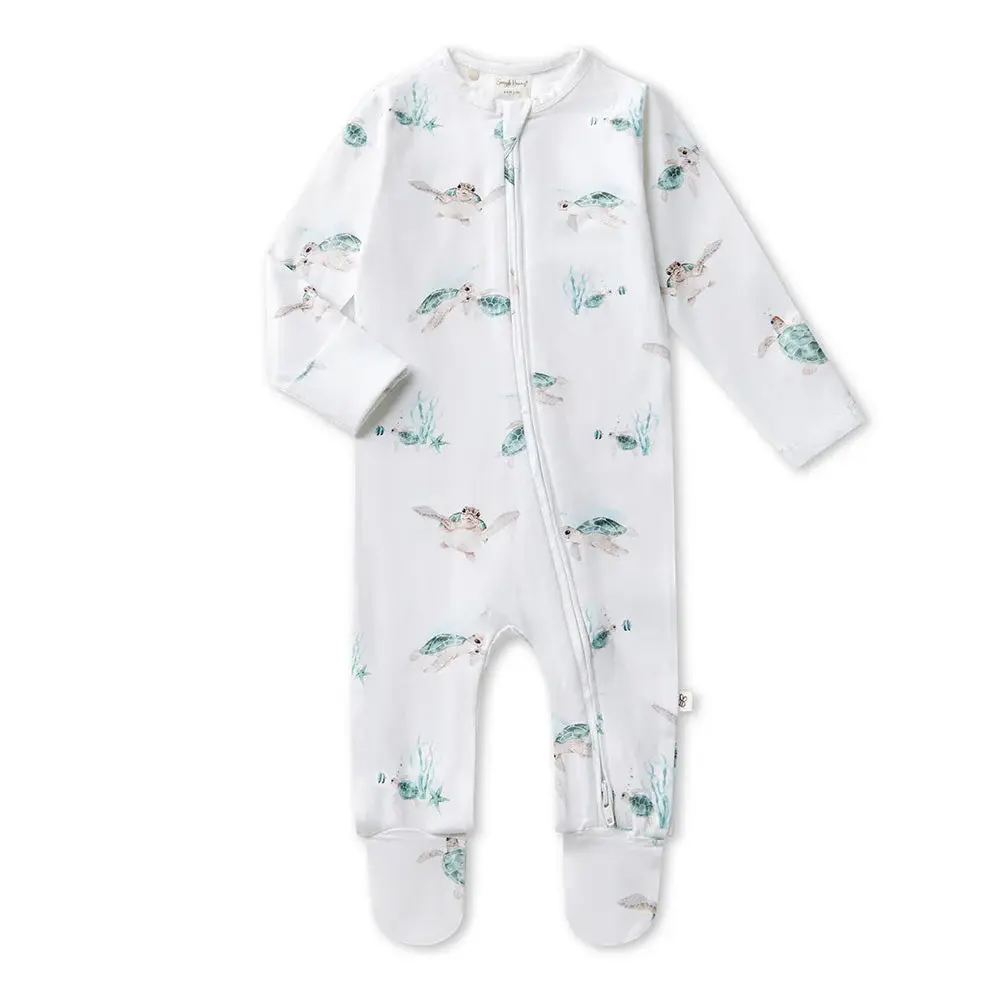 Snuggle Hunny Kids Snuggle Hunny Turtle Organic Snuggle Sleepsuit Zip Footie