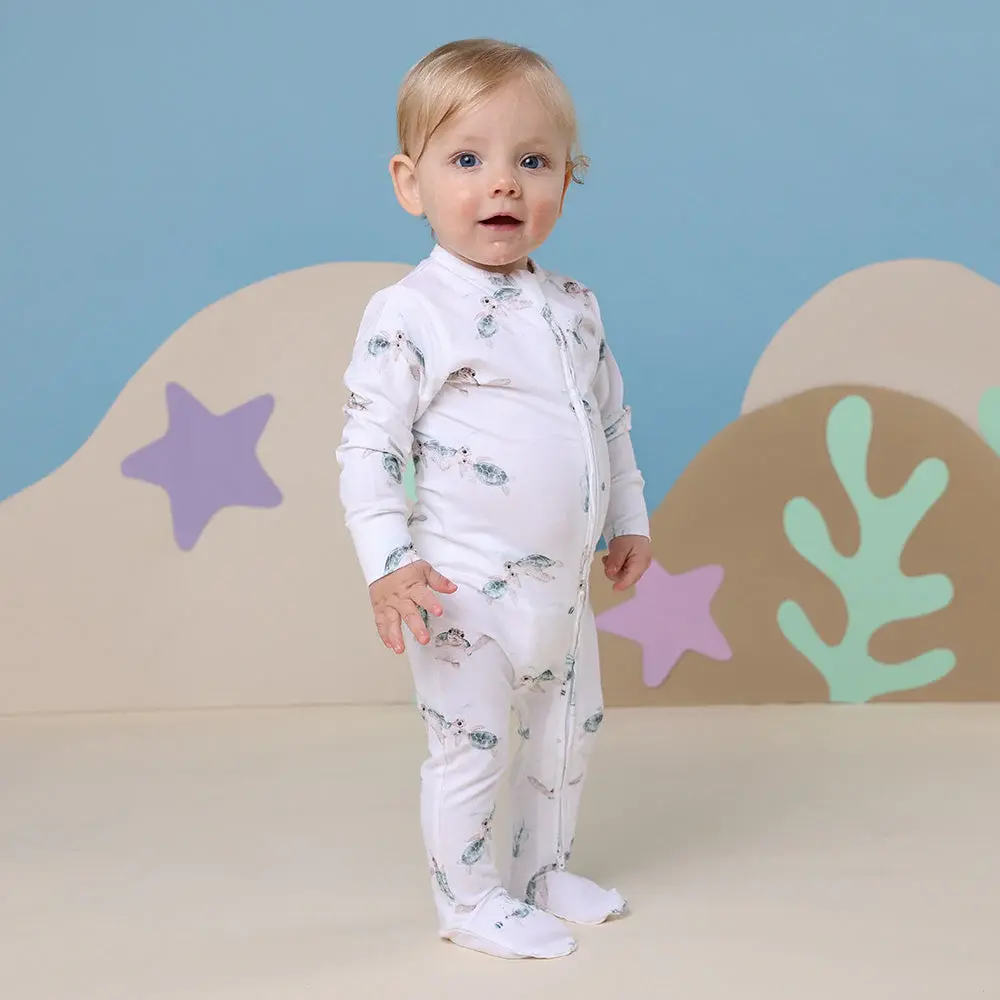 Snuggle Hunny Kids Snuggle Hunny Turtle Organic Snuggle Sleepsuit Zip Footie