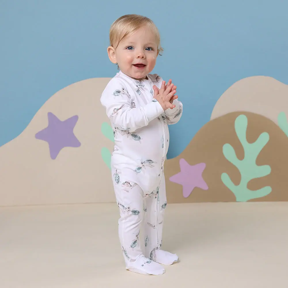 Snuggle Hunny Kids Snuggle Hunny Turtle Organic Snuggle Sleepsuit Zip Footie